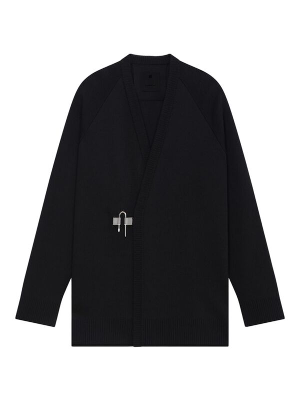 【送料無料】 ジバンシー メンズ ニット・セーター カーディガン アウター Cardigan in Wool and Silk with U-Lock Buckle black