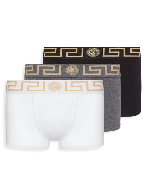 versace 【送料無料】 ヴェルサーチ メンズ ボクサーパンツ アンダーウェア Logo Boxers Set black grey white