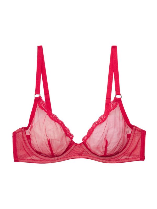 楽天ReVida 楽天市場店【送料無料】 フレーデュマール レディース ブラジャー アンダーウェア Sheer Tulle Demi Bra rouge