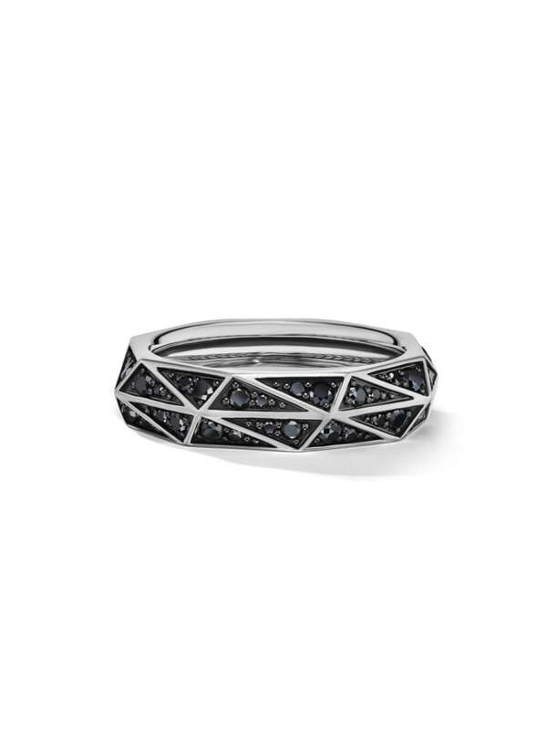 【送料無料】 デイビット・ユーマン メンズ リング アクセサリー Torqued Faceted Band Ring In Sterling Silver black diamond