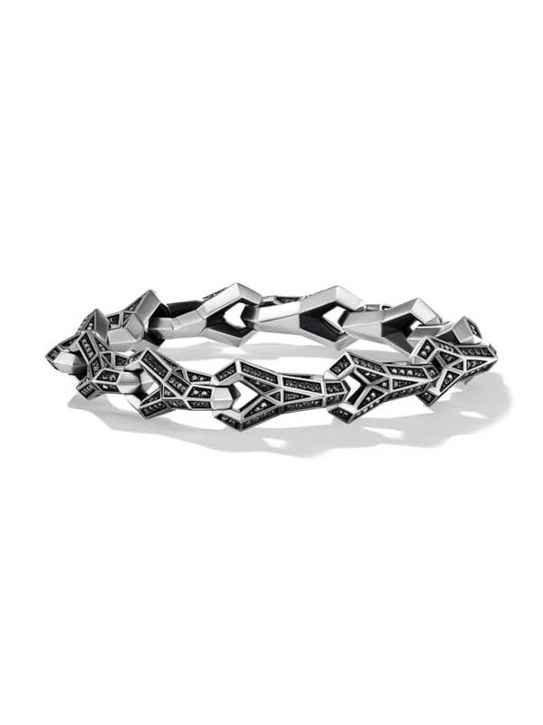 【送料無料】 デイビット・ユーマン メンズ ブレスレット・バングル・アンクレット アクセサリー Faceted Link Bracelet In Sterling Silver black diamond