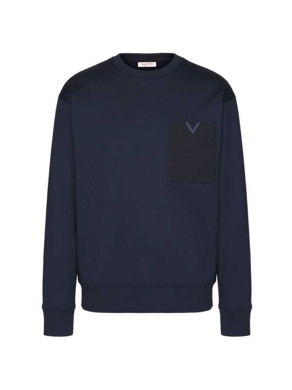 ̵ ƥ  ѡå  Technical Cotton Crewneck With Rubberized V Detail navy