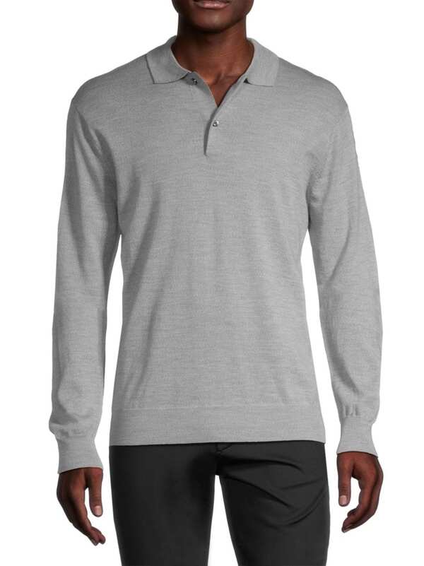 【送料無料】 グレイソン メンズ ニット・セーター アウター Saratoga Wool Polo Sweater light grey heather 3