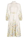  ジマーマン レディース ワンピース トップス Matchmaker Belted Floral Linen Midi Dress cream blue floral