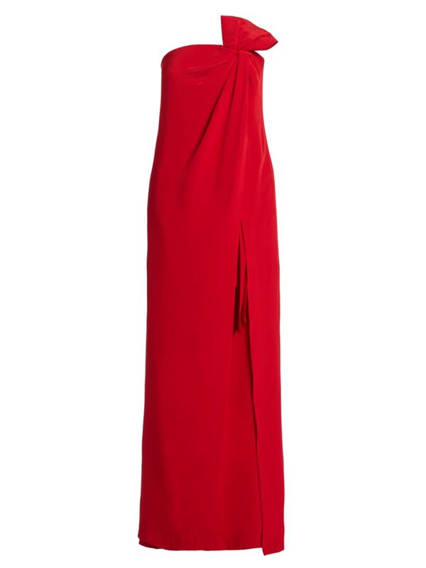 ̵  ԥ ǥ ԡ ȥåץ Strapless Silk Crepe Bow Gown vermilion