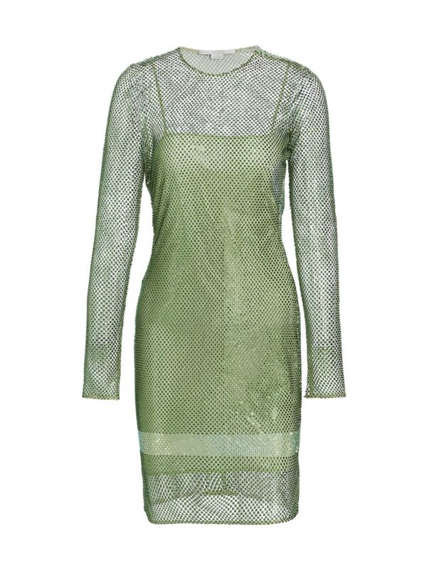 ̵ ƥޥåȥˡ ǥ ԡ ȥåץ Netted Hot-Fixed Minidress fern