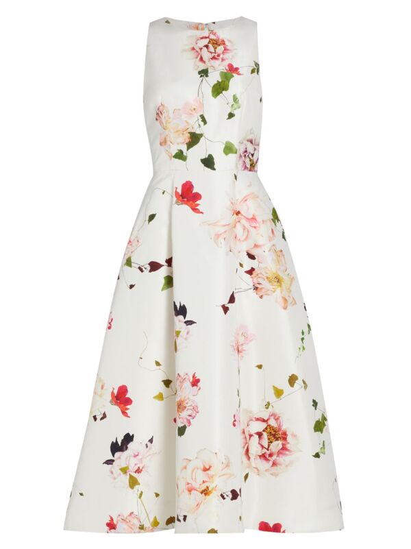 【送料無料】 モニークルイリエ レディース ワンピース トップス Faille Floral Sleeveless Midi-Dress white multi