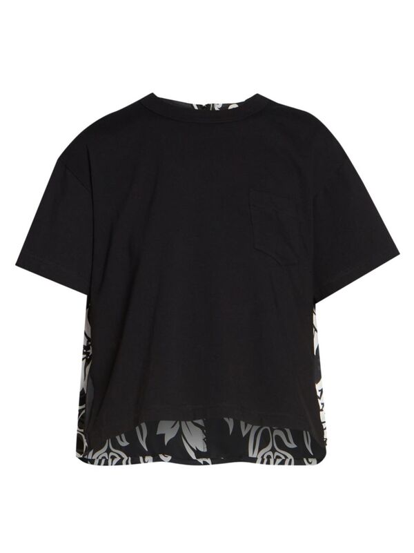 yz TJC fB[X TVc gbvX Floral Pleated-Back T-Shirt black