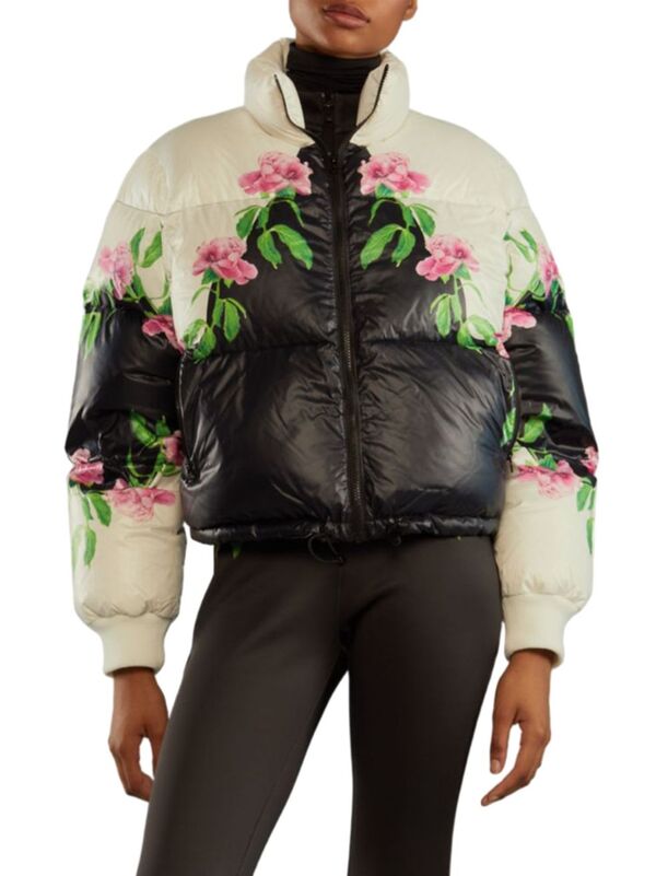 【送料無料】 シンシアローレイ レディース ジャケット ブルゾン ダウンジャケット アウター Floral Crop Puffer Jacket black floral