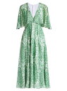 【送料無料】 ジャンバティスタ ヴァリ レディース ワンピース トップス Floral Silk Flutter-Sleeve Midi-Dress ivory green