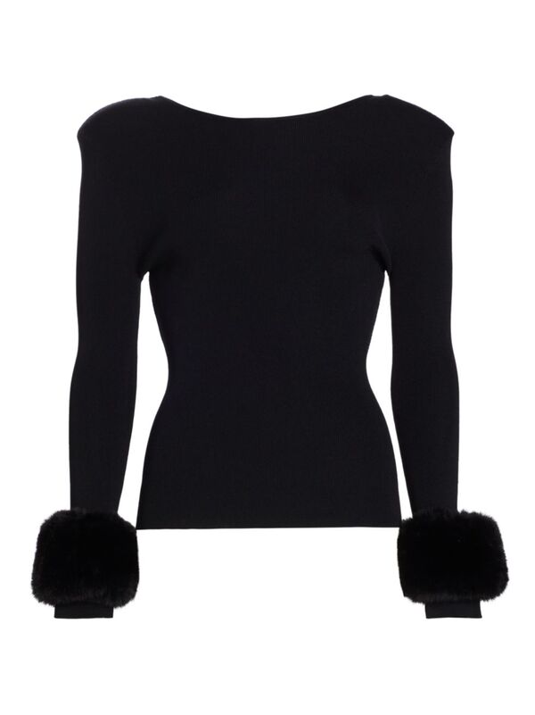 【送料無料】 ジェネレーションラブ レディース シャツ トップス Luella Faux Fur-Trimmed Knit Top black