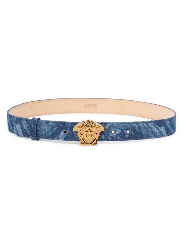 ヴェルサーチェ ベルト（レディース） 【送料無料】 ヴェルサーチ レディース ベルト アクセサリー Medusa Barocco Denim Belt blue