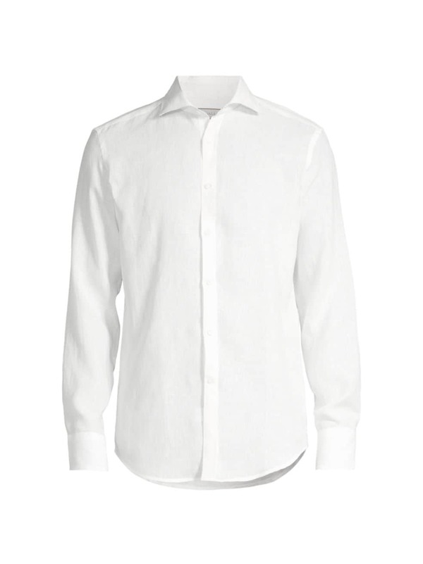 楽天ReVida 楽天市場店【送料無料】 カナーリ メンズ シャツ トップス Regular Fit Linen Sport Shirt white