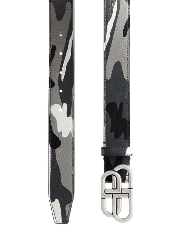 バレンシアガ 【送料無料】 バレンシアガ レディース ベルト アクセサリー Bb Large Belt Camo Print grey white