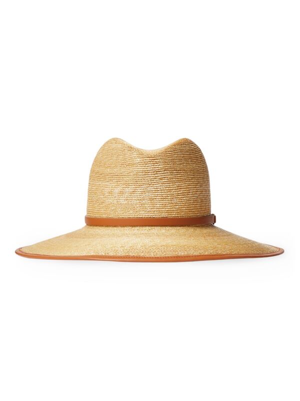 ̵ ƥ ǥ ˹ ꡼ VLogo Signature Straw And Leather Fedora Hat natural almond