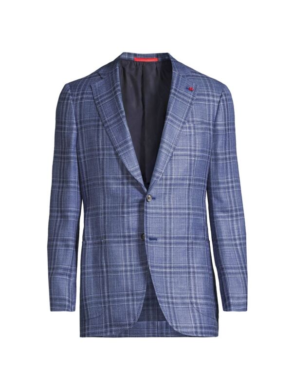 【送料無料】 イザイア メンズ ジャケット・ブルゾン アウター Windowpane Domenico Sport Jacket blue