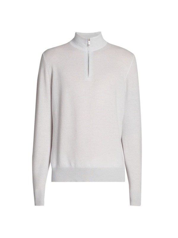 ̵ ԥ  ˥åȡ  Baby Cashmere Quarter-Zip Sweater ghiaccio melange