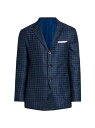 【送料無料】 キートン メンズ ジャケット・ブルゾン アウター Plaid Cashmere & Silk-Blend Three-Button Sport Coat blue