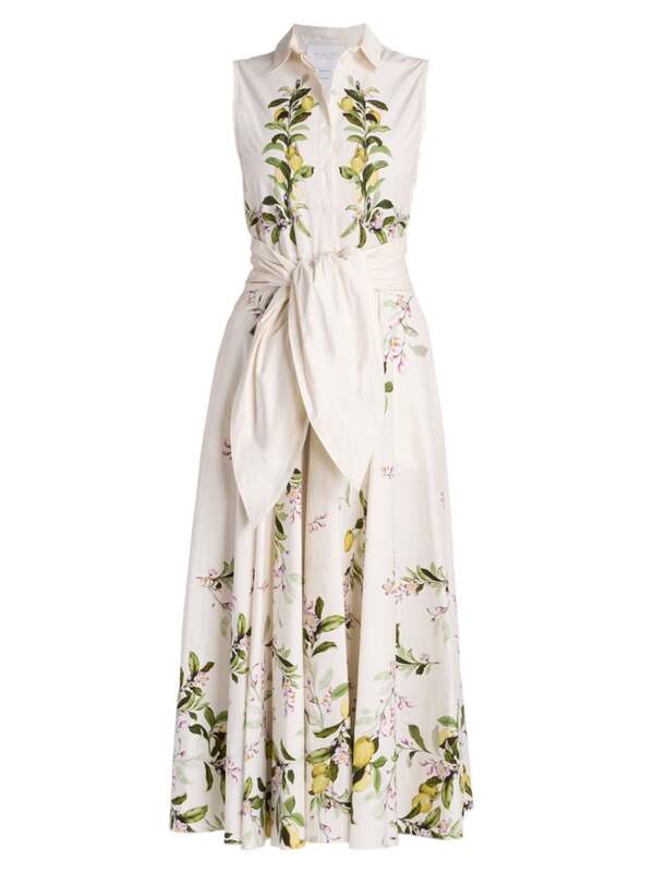 ̵ Хƥ  ǥ ԡ ȥåץ Floral Sleeveless Cotton Fit & Flare Maxi Dress ivory yellow