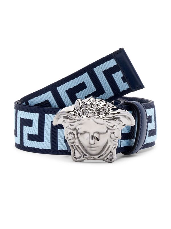 ベルサーチ 【送料無料】 ヴェルサーチ メンズ ベルト アクセサリー Medusa Greca Belt blue multi