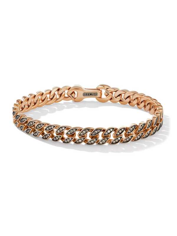 【送料無料】 デイビット・ユーマン メンズ ブレスレット・バングル・アンクレット アクセサリー Curb Chain Bracelet in 18K Rose Gold cognac diamond