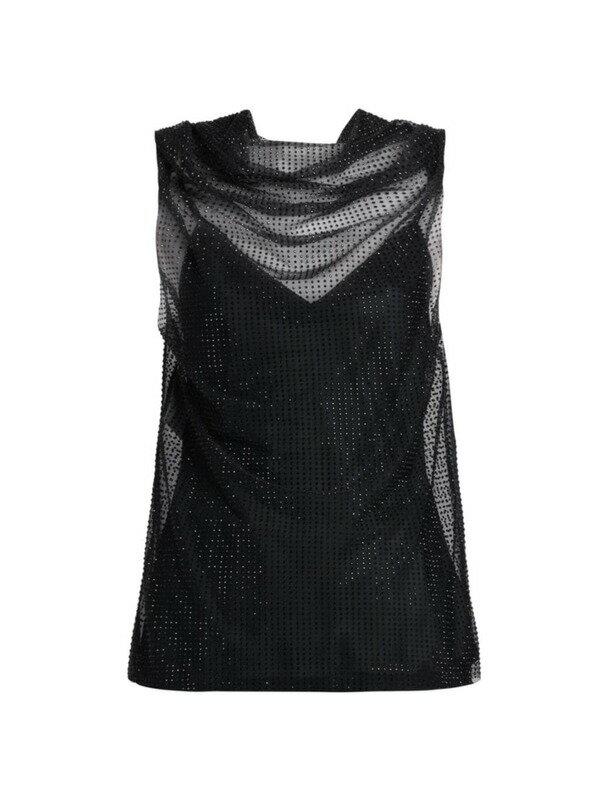 ̵ եեǥ󥾥ե ǥ 󥯥ȥå ȥåץ Rhinestone Mesh Cowl Top black