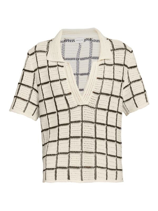 ̵ ɥꥹ󡦥Υåƥ ǥ ݥ ȥåץ Tiramisu Check Cotton-Blend Polo ecru