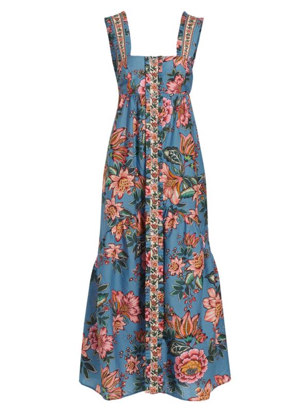 ̵ ե ǥ ԡ ȥåץ Wonderful Bouquet Cotton-Blend Maxi Dress wonderful bouquet blue