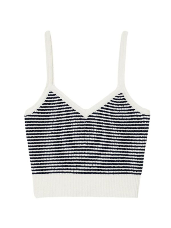 yz Th fB[X ^Ngbv gbvX Stripy Kit Crop Top ecru blue