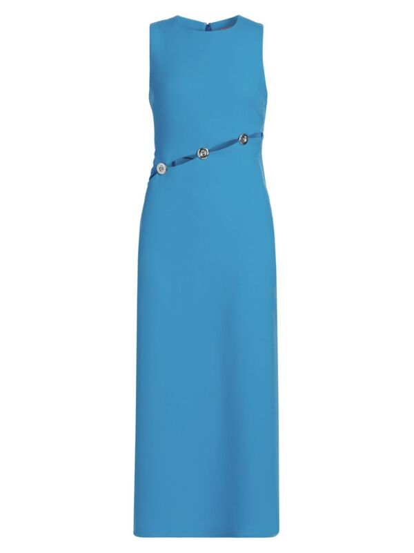 ̵ ߥ顼 ǥ ԡ ȥåץ Simm Asymmetric Buttoned Midi Dress blue lagoon