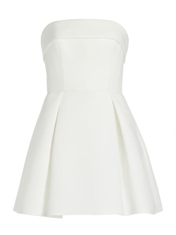  アムサール レディース ワンピース トップス Box-Pleated Faille Minidress silk white