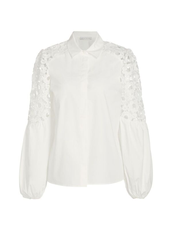  エリータハリ レディース シャツ ブラウス トップス The Ellison Crochet Cotton Blouse sky white