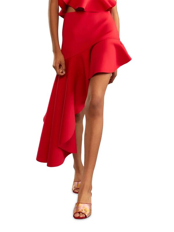 シンシアローレイ レディース スカート ボトムス Asymmetric Flounce Skirt red
