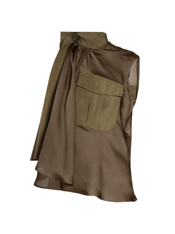 ̵  ǥ 󥯥ȥå ȥåץ Sleeveless Satin Combo Top khaki