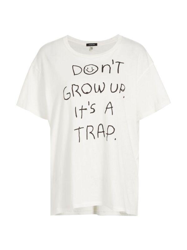 yz A[T[eB[ fB[X TVc gbvX Don't Grow Up Short-Sleeve Cotton T-Shirt ecru