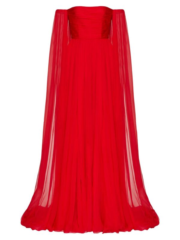 ̵ ƥ ǥ ԡ ȥåץ Chiffon Evening Dress red