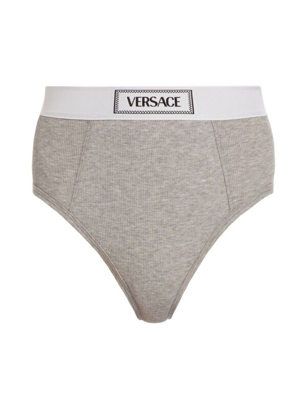 versace 【送料無料】 ヴェルサーチ レディース パンツ アンダーウェア Ribbed Logo Brief grey melanges