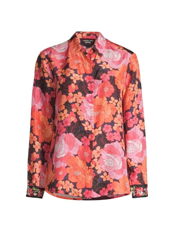 yz Wj[Y fB[X Vc gbvX Becca Floral Silk Shirt multi