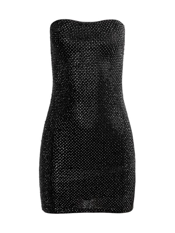  アリス アンド オリビア レディース ワンピース トップス Leia Embellished Mesh Strapless Minidress black