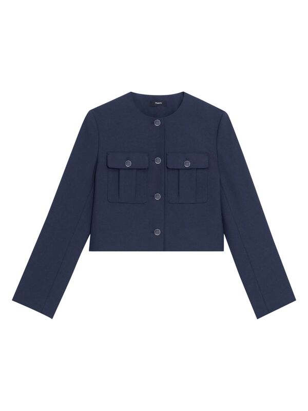 セオリー アウター レディース 【送料無料】 セオリー レディース ジャケット・ブルゾン アウター Wool-Blend Collarless Jacket nocturne navy