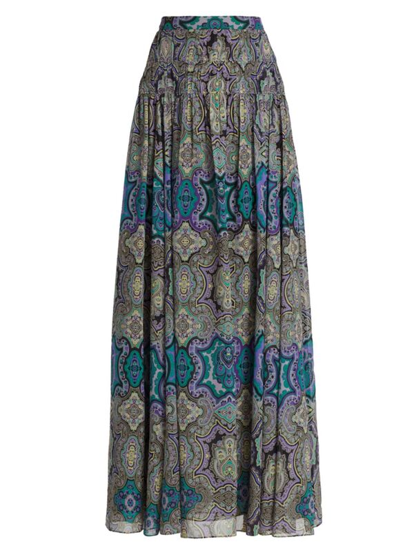 ̵ ȥ ǥ  ܥȥॹ Paisley Silk Maxi Skirt purple