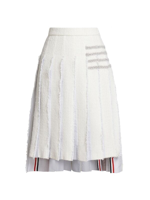 【送料無料】 トムブラウン レディース スカート ボトムス Frayed Pleated Midi-Skirt white