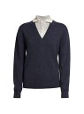 yz Gx fB[X jbgEZ[^[ AE^[ Trompe L'Oeil Wool-Blend V-Neck Sweater navy grey