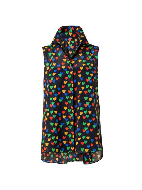 【送料無料】 アクリス レディース シャツ ブラウス トップス Sleeveless Heart-Print Blouse black multicolor