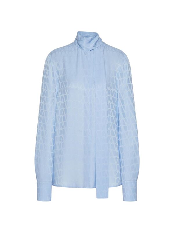 ̵ ƥ ǥ  ȥåץ Toile Iconographe Silk Jacquard Blouse blue