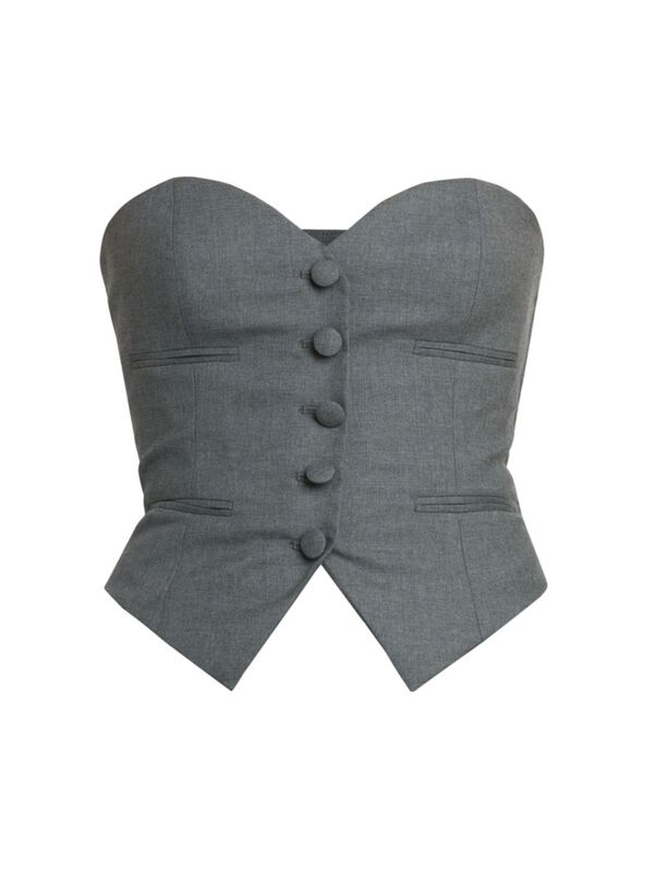 ̵ ⥹ ǥ  ȥåץ Strapless Wool Crop Vest grey
