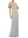  マックダガル レディース ワンピース トップス Sequined Butterfly-Sleeve Column Gown platinum