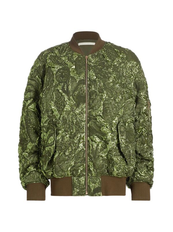 【送料無料】 ジェイソン ウー レディース ジャケット・ブルゾン アウター Metallic Jacquard Bomber Jacket deep olive