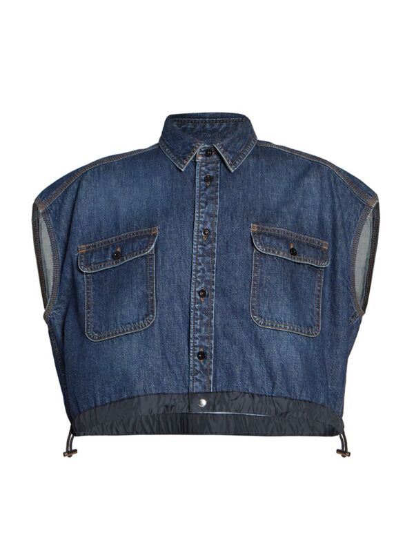 ̵  ǥ  ȥåץ Denim Crop Shirt blue