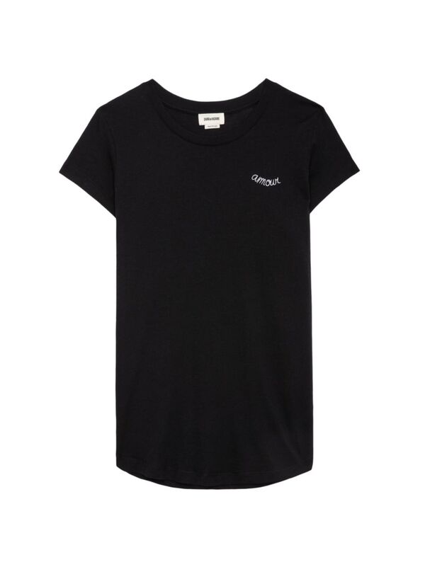 yz UfBO G He[ fB[X TVc gbvX Amour Short-Sleeve Cotton T-Shirt noir